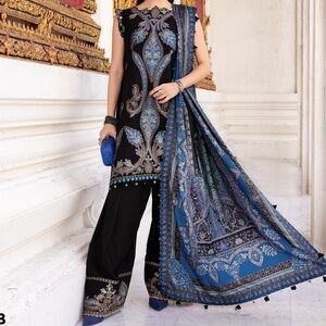 Maria b linen m print three piece dress